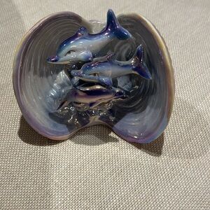 Ceramic Dolphin Figurine - Blue and Gray